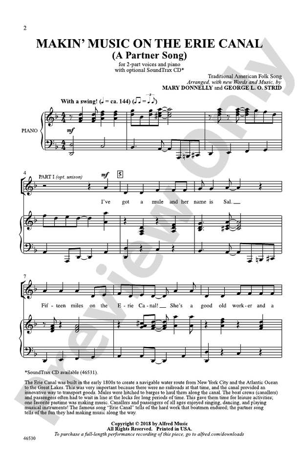 Makin' Music on the Erie Canal – 2-Part Choral Octavo (Digital Download)