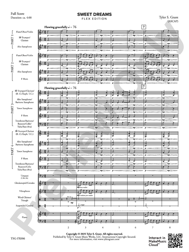 Sweet Dreams (Flexible Arrangement) - Concert Band Conductor Score & Parts (Digital Download)