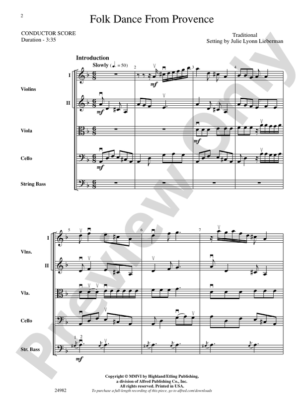 Folk Dance from Provence – String Orchestra Conductor Score & Parts (Digital Download)