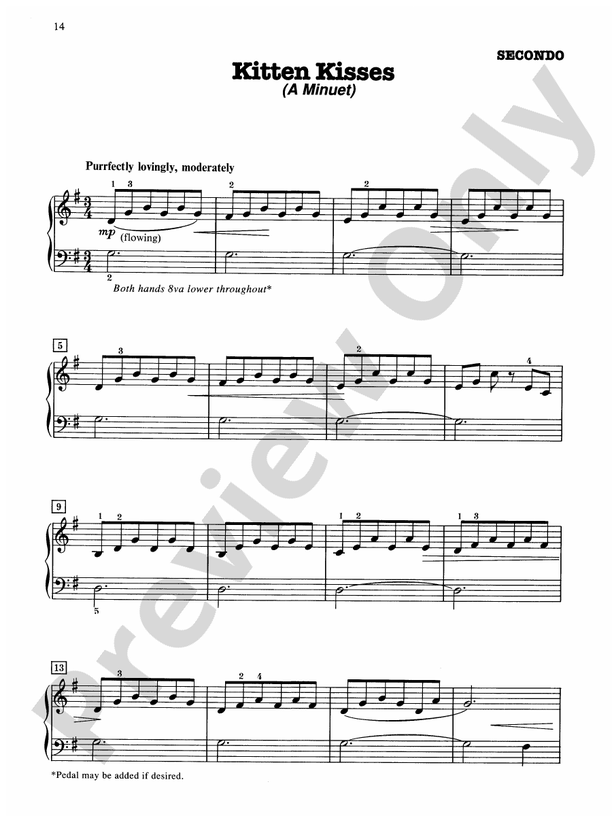 Kitten Kisses (A Minuet) - 1 Piano, 4 Hands (Digital Download)