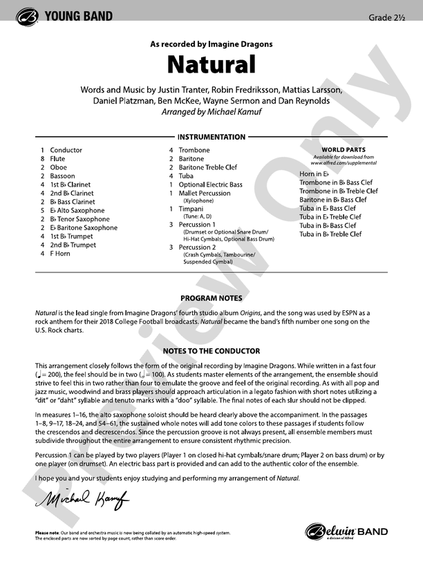 NATURAL/PYB 2 1/2 - Concert Band Conductor Score & Parts (Digital Download)