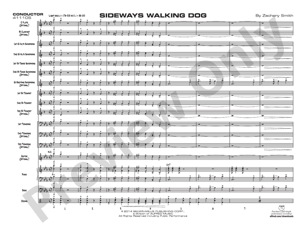 Sideways Walking Dog - Jazz Ensemble Conductor Score & Parts (Digital Download)