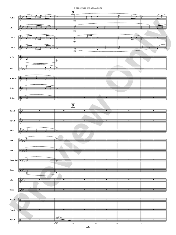 Three Leaves Has A Shamrock - Concert Band Conductor Score & Parts(Digital Download)
