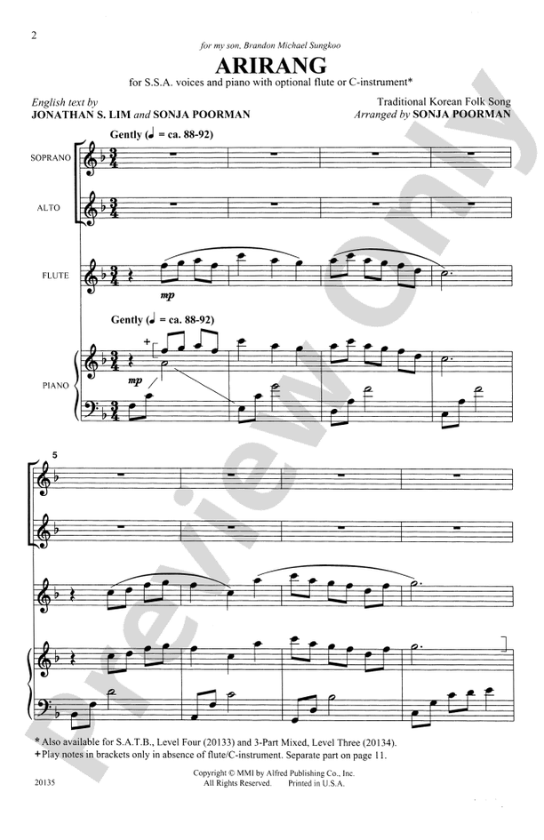 Arirang (Korean Folk Song) – SSA Choral Octavo (Digital Download)