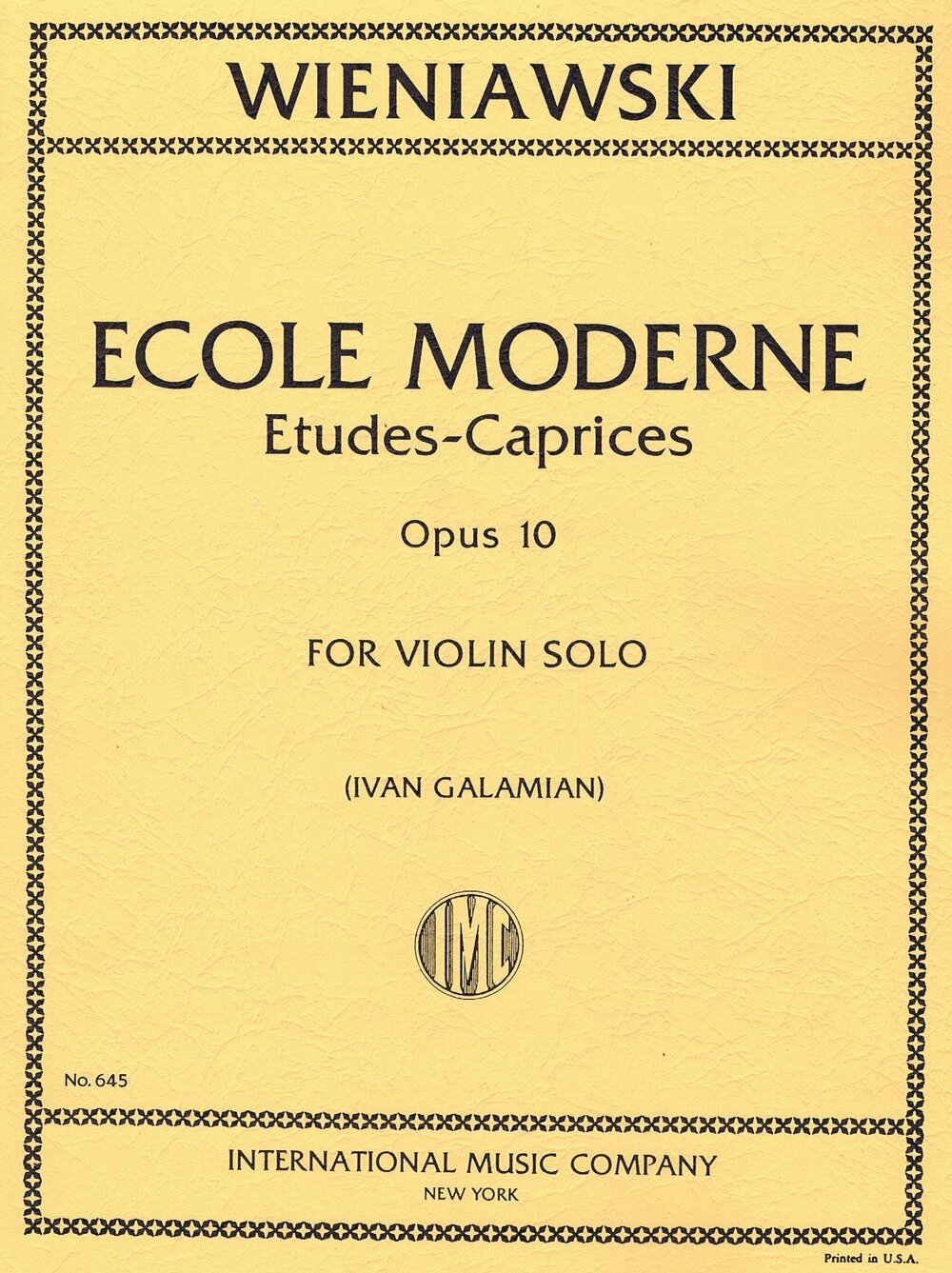 Wieniawski - Modern School Op10 (10 Etudes-Caprices) - Violin Solo IMC IMC0645