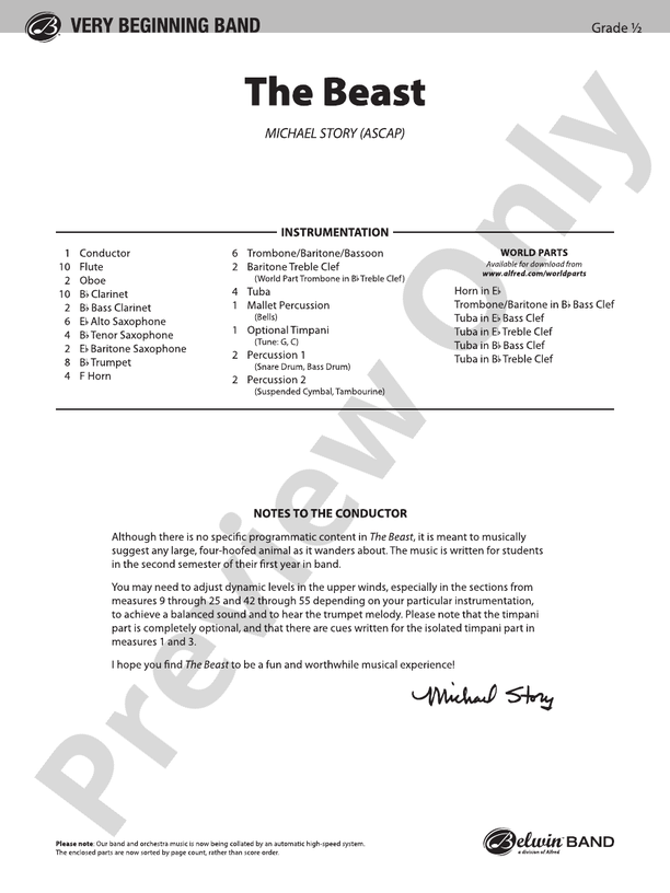 The Beast - Concert Band Conductor Score & Parts (Digital Download)