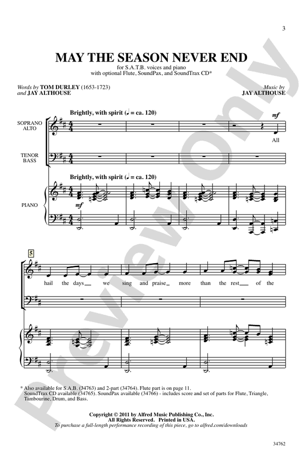 May the Season Never End – SATB Choral Octavo (Digital Download)