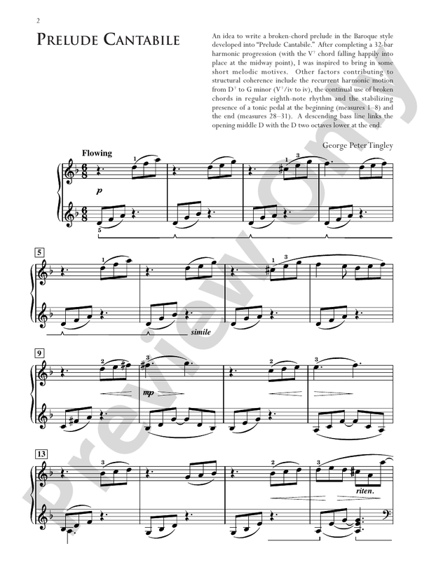 Tingley - Prelude Cantabile - Piano (Digital Download)