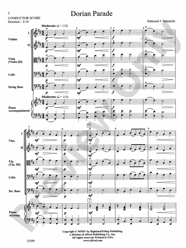Dorian Parade – String Orchestra Conductor Score & Parts (Digital Down