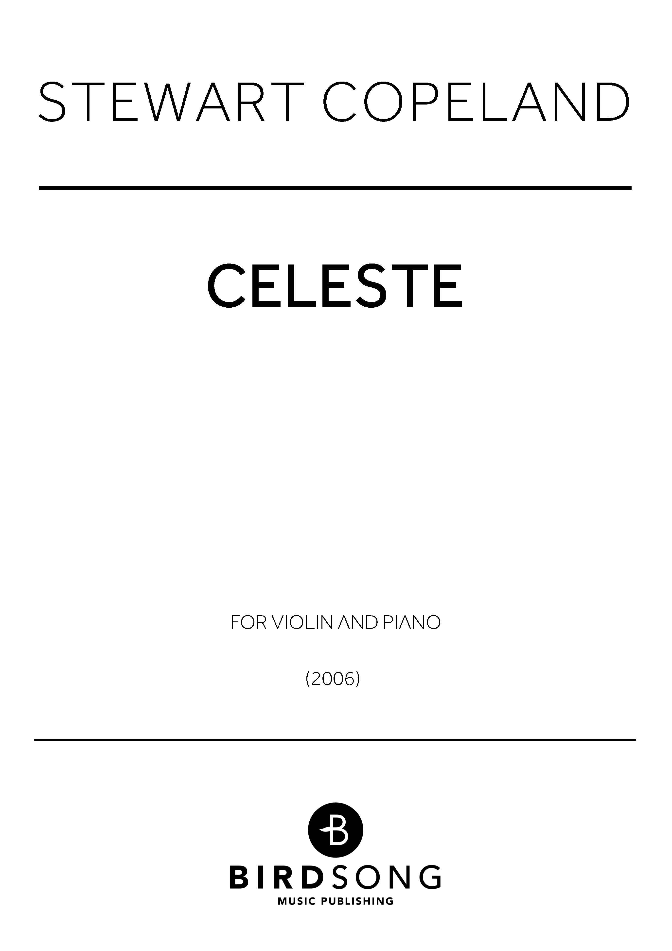 Celeste - Stewart Copeland - Violin/Piano (Digital Download)