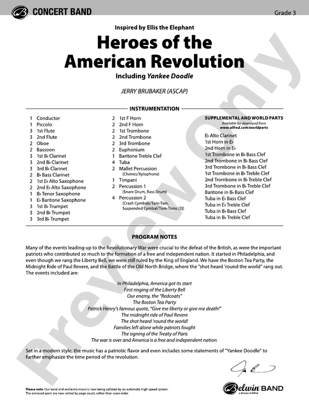 Heroes of the American Revolution - Concert Band Conductor Score & Parts (Digital Download)