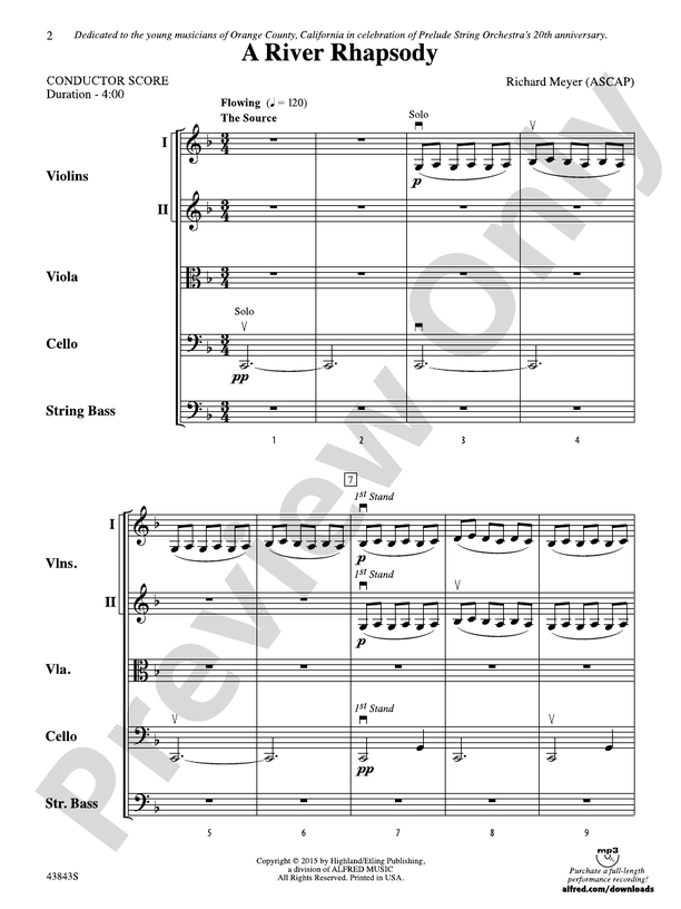 A River Rhapsody – String Orchestra Conductor Score & Parts (Digital Download)