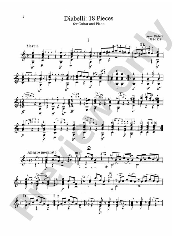 Diabelli: 18 Pieces for Guitar and Piano - Guitar (Digital Download)