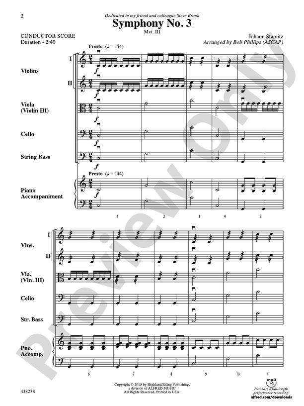 Symphony No. 3, 3rd Movement – String Orchestra Conductor Score & Parts (Digital Download)