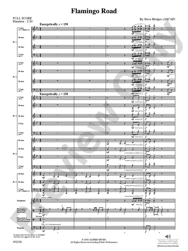 Flamingo Road (Flexible Arrangement) - Concert Band Conductor Score & Parts (Digital Download)