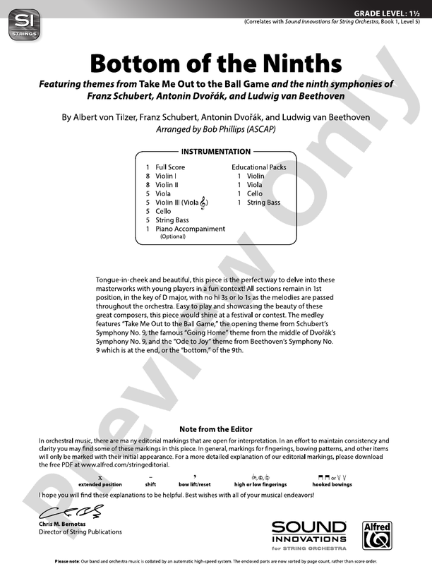 Bottom of the Ninth/SIS - String Orchestra Conductor Score & Parts (Digital Download)