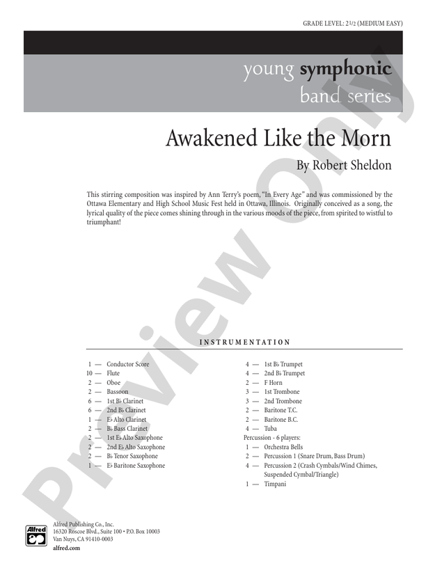 Awakened Like the Morn - Concert Band Conductor Score & Parts (Digital Download)