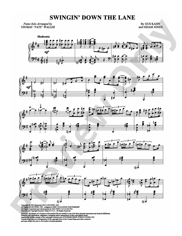 Swingin' Down the Lane - Piano (Digital Download)