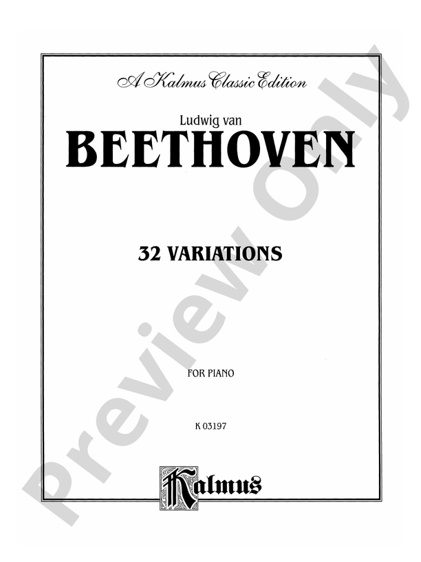 Beethoven - 32 Variations - Piano Solo (Digital Download)