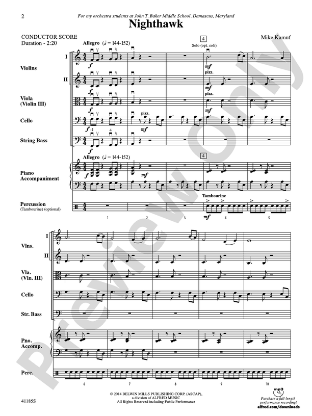 Nighthawk – String Orchestra Conductor Score & Parts (Digital Download)