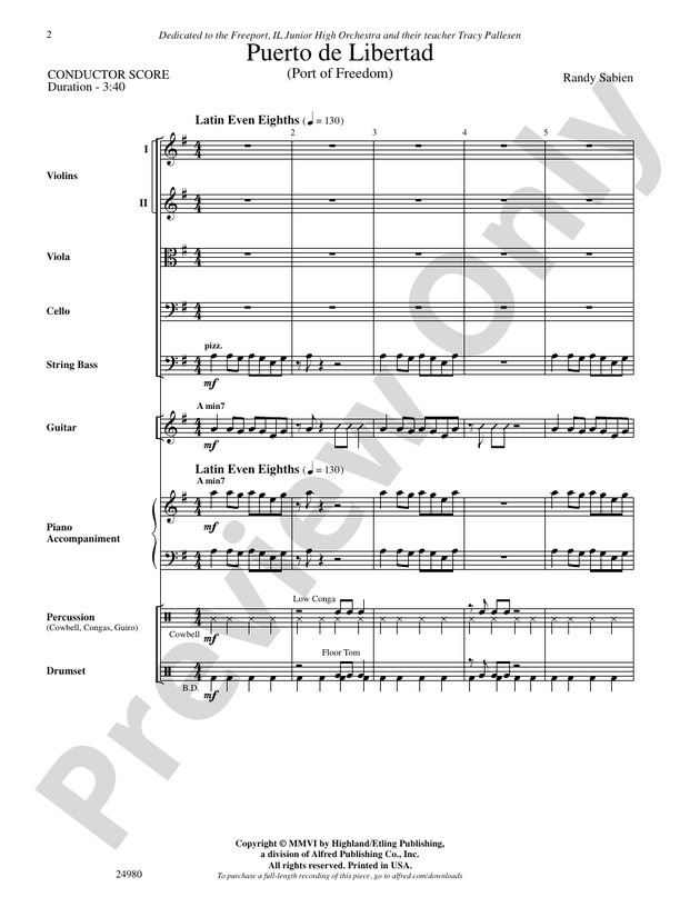 Puerto de Libertad (Port of Freedom) – String Orchestra Conductor Score & Parts (Digital Download)