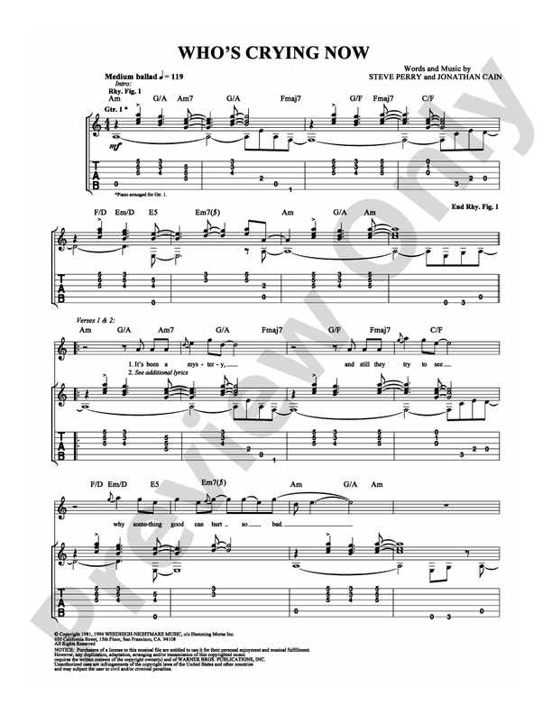 Who's Crying Now - Guitar TAB (Digital Download)