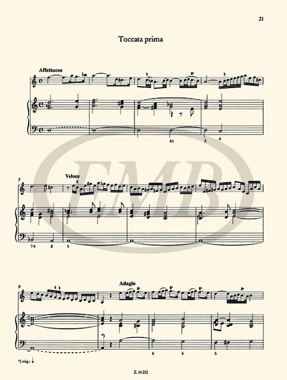 Viviani - Capricci Armonici Op4 - Violin/Basso Continuo EMB Z14252