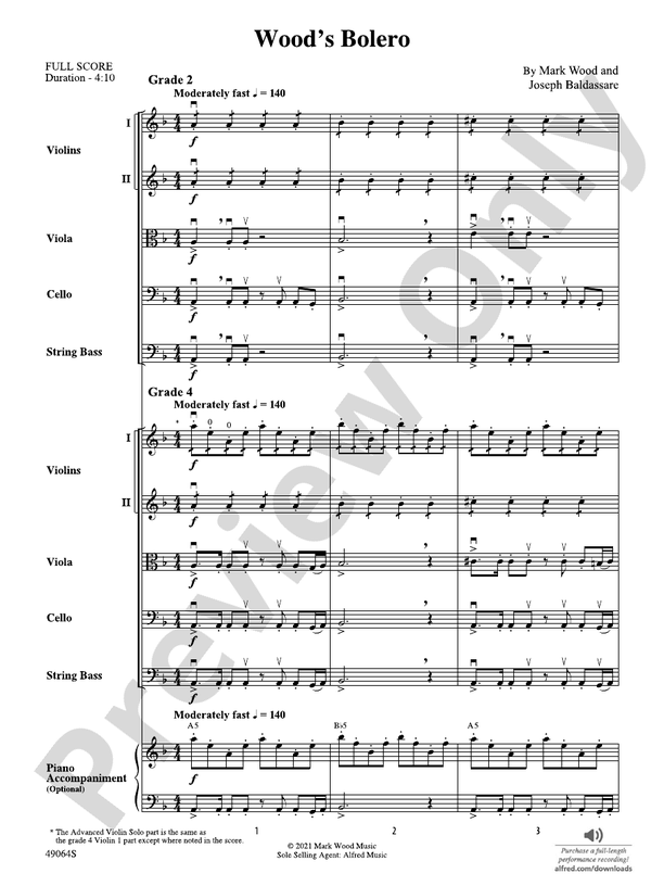 Wood's Bolero - String Orchestra Conductor Score & Parts (Digital Download)