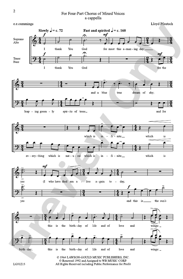 I Thank You God – SATB Choral Octavo (Digital Download)