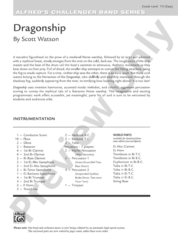 Dragonship - Concert Band Conductor Score & Parts (Digital Download)