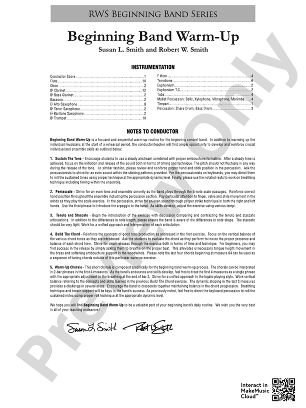 Beginning Band Warm-Up - Concert Band Conductor Score & Parts (Digital Download)