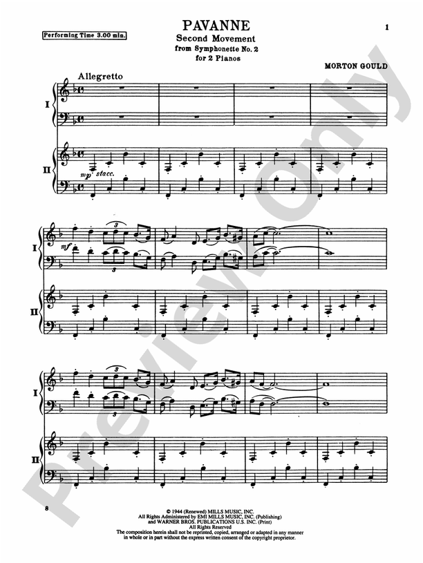 Pavanne - 2 Pianos, 4 Hands (Digital Download)