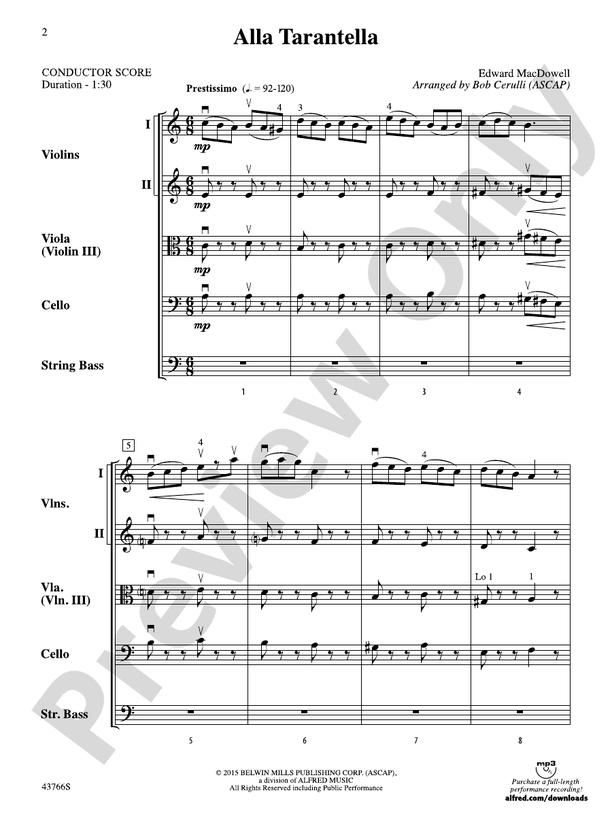 Alla Tarantella – String Orchestra Conductor Score & Parts (Digital Download)