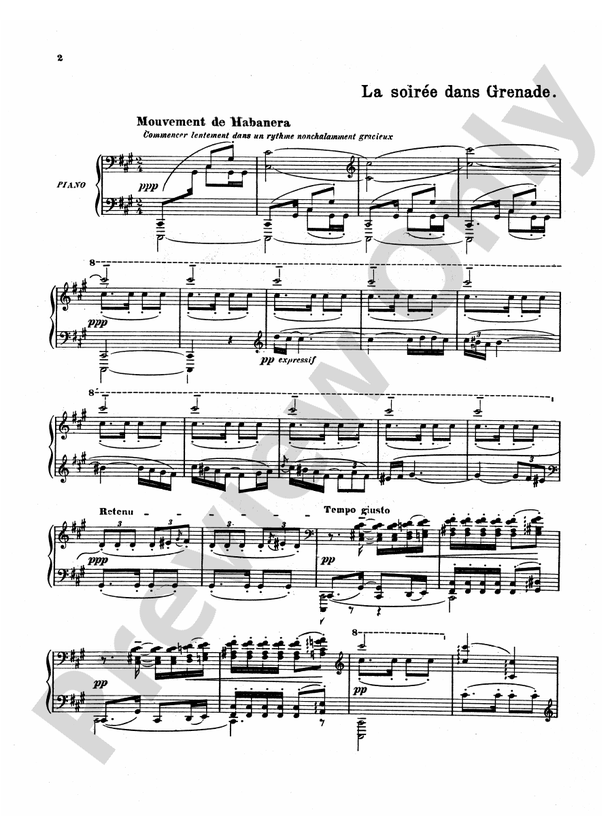 Debussy - Soiree En Grenade (from Estampes) - Piano Solo (Digital Download)