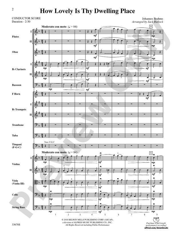 How Lovely Is Thy Dwelling Place – Full Orchestra Conductor Score & Parts (Digital Download)
