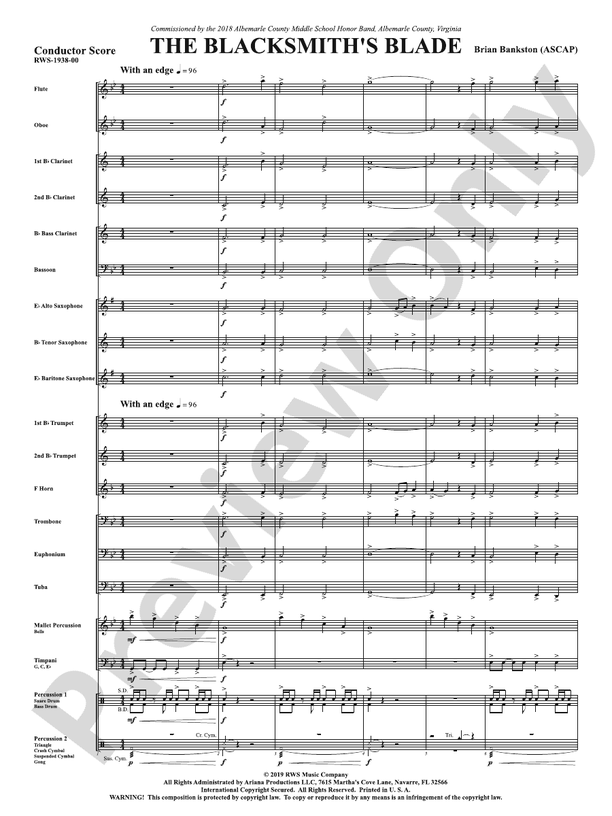 The Blacksmith's Blade - Concert Band Conductor Score & Parts(Digital Download)