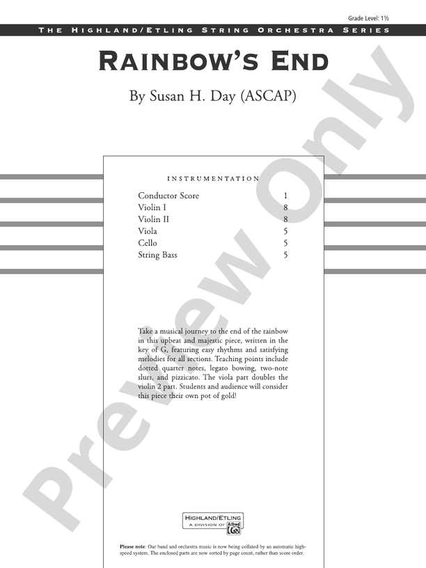 Rainbow's End - String Orchestra Conductor Score & Parts (Digital Download)