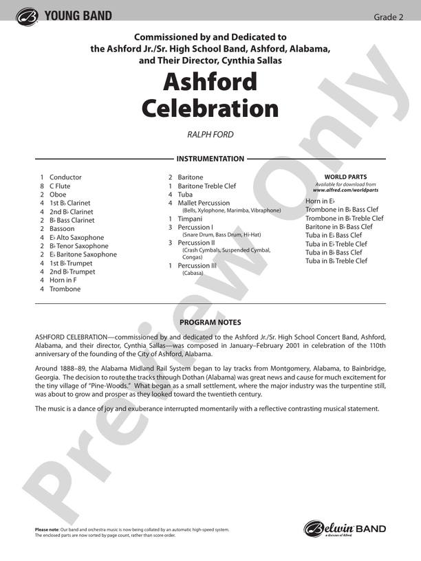 Ashford Celebration - Concert Band Conductor Score & Parts (Digital Download)