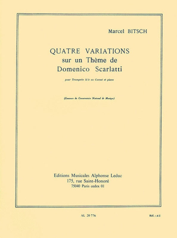 Bitsch - 4 Variations on a Theme of Scarlatti - Trumpet/Piano Accompaniment Leduc AL20776