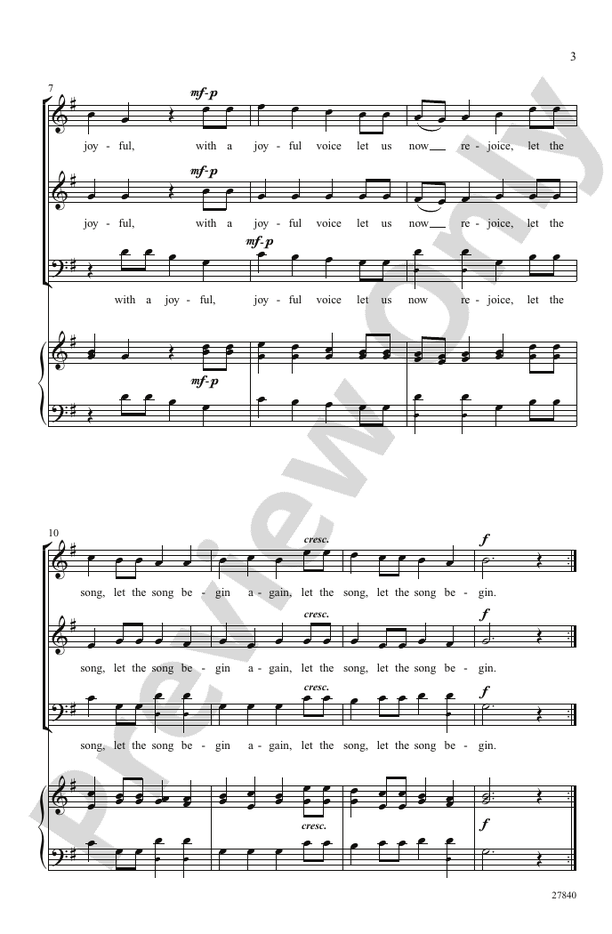 Let the Song Begin – 3-Part / SAB, a cappella Choral Octavo (Digital Download)