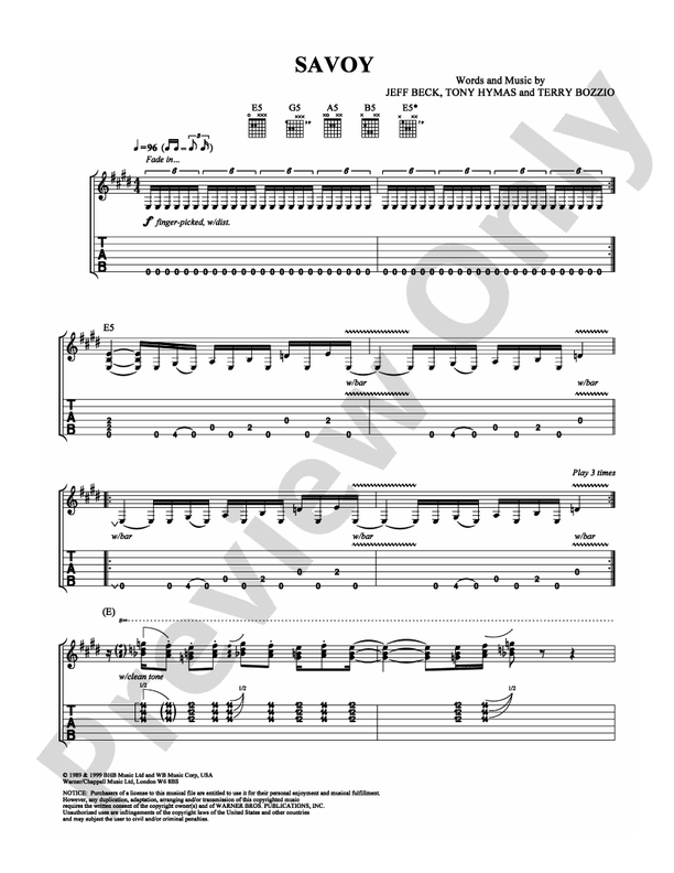 Savoy - Guitar TAB (Digital Download)
