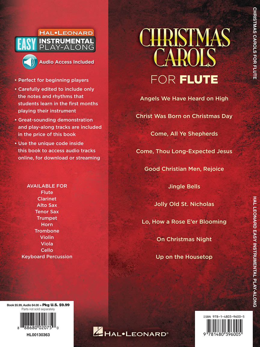 Christmas Carols - Flute Easy Instrumental Play-Along Book with Online Audio Tracks - Various - Flute Hal Leonard Sftcvr/Online Audio