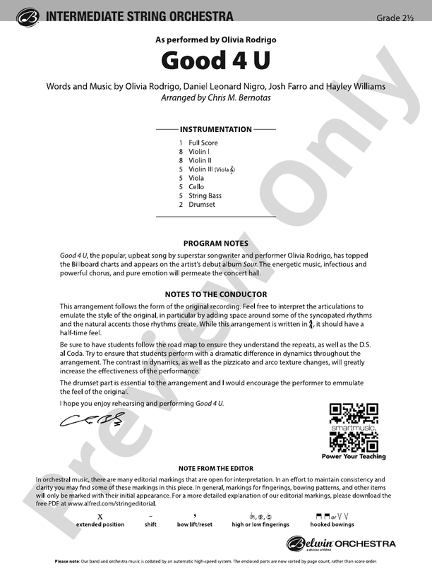Good 4 U - String Orchestra Conductor Score & Parts (Digital Download)