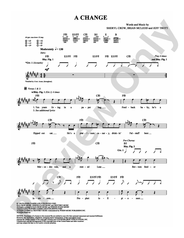 A Change Would Do You Good - Guitar TAB (Digital Download)