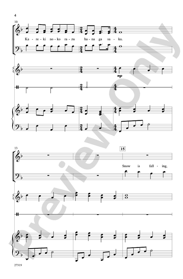 Japanese Snow Song (Yuki) – 3-Part Mixed Choral Octavo - Digital Sheet Music Download (Digital Download)