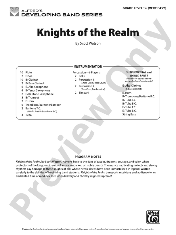 Knights of the Realm - Concert Band Conductor Score & Parts(Digital Download)