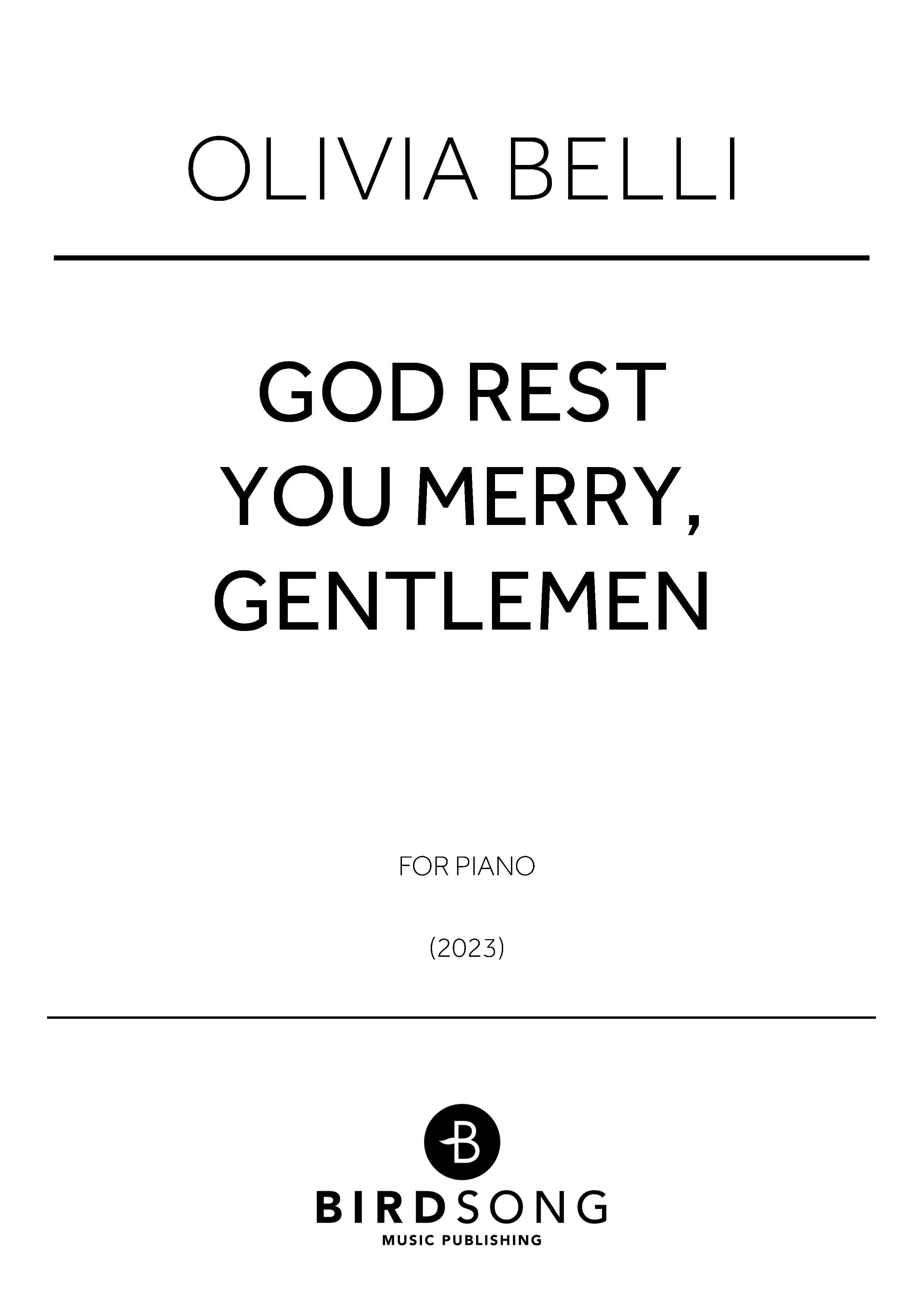 Belli - God Rest Ye Merry, Gentlemen - Birdsong - Piano Solo (Digital Download)