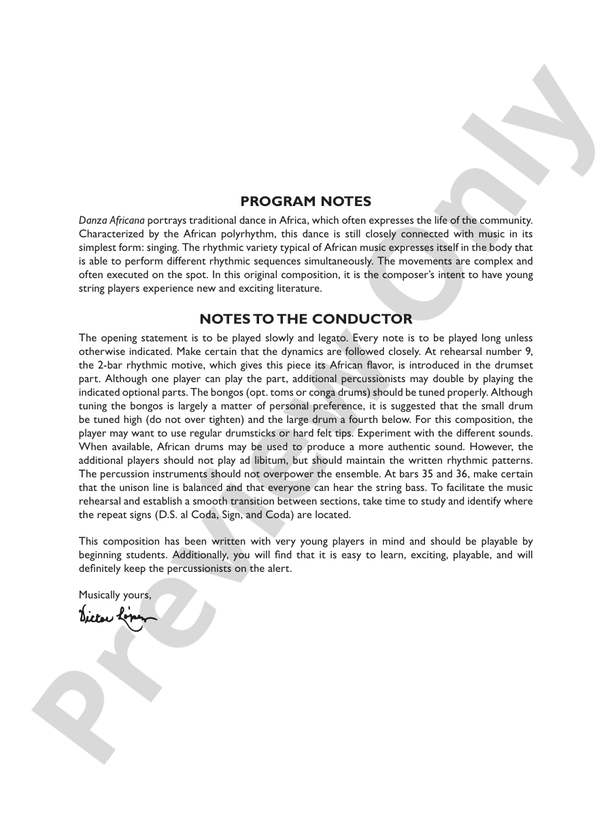 Danza Africana – String Orchestra Conductor Score & Parts (Digital Download)