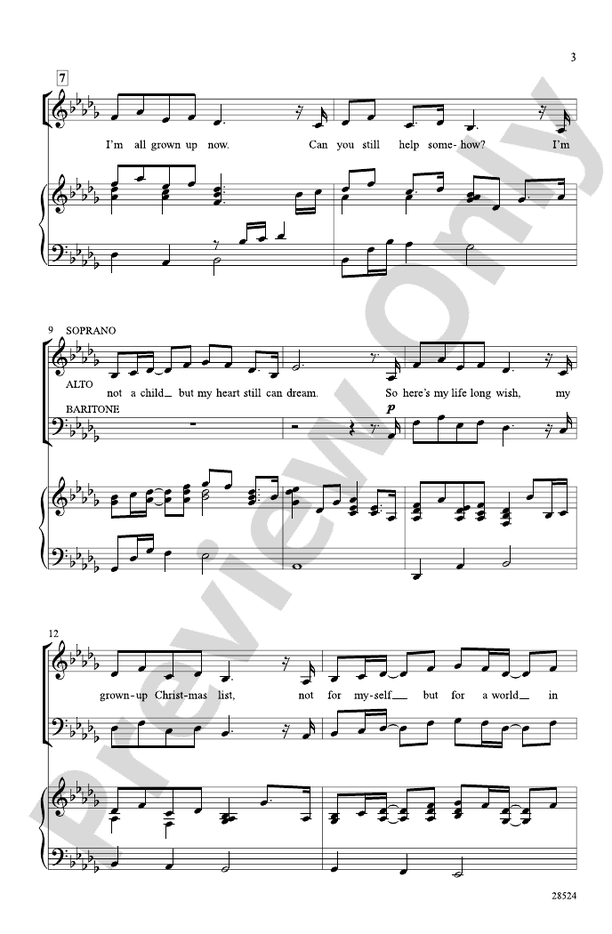 Grown-Up Christmas List - Arr. Greg Gilpin – SAB Choral Octavo (Digital Download)