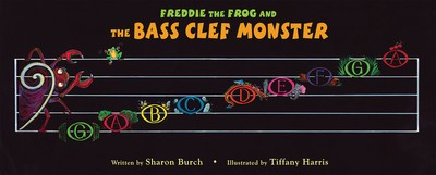 Freddie the Frog and the Bass Clef Monster Poster - Sharon Burch Mystic Publishing Poster